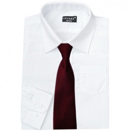 Boys White Formal Shirt & Burgundy Tie